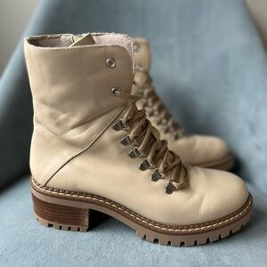 Bertuchi Leather Lace Up Combat Beige Tan Brown Boots Womens 40 9.5